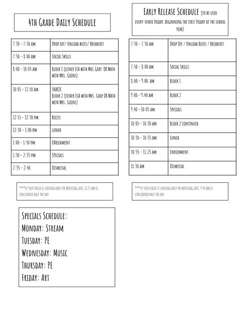 Daily Schedule